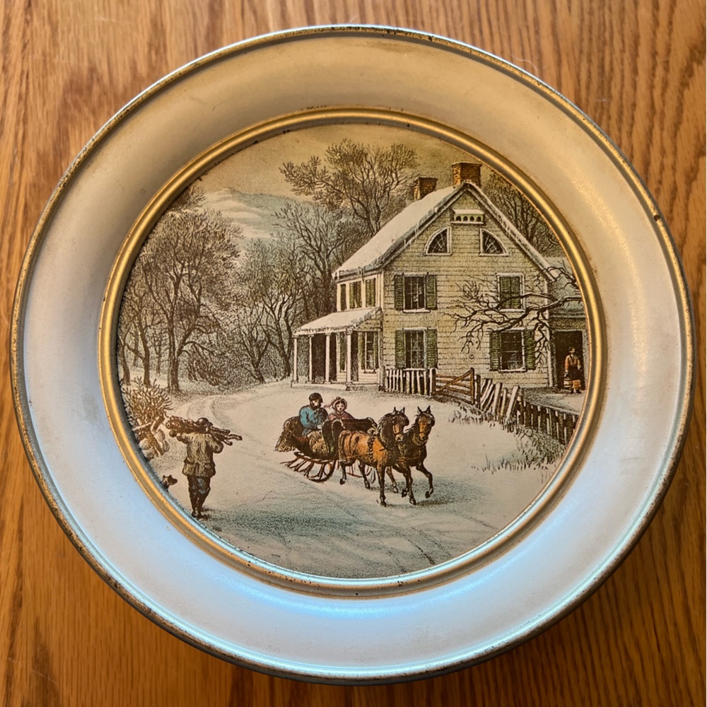 Vintage Tin "The American Homestead-Winter" by Currier and Ives
